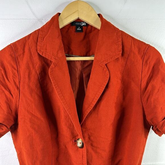 EAST 5TH Burnt Orange Linen Short Sleeve Single Breast Blouse Shirt Top Size S - Picture 5 of 9